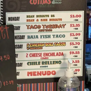 menu