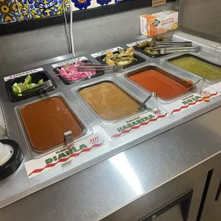 Very very clean and neat salsa bar