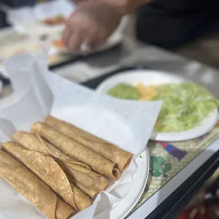 5 Rolled Tacos (Beef w/ everything on the side pictured here)