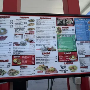 Drive-thru Menu 1/3/2022