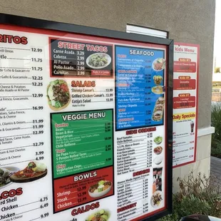 Drive thru menu