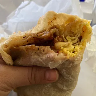 Breakfast Burrito ( beans, cheese, egg) DELICIOUSNESS!!