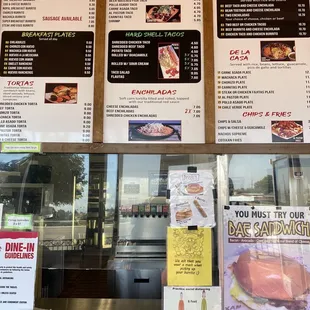 menus and prices