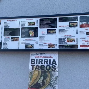 Menu out front