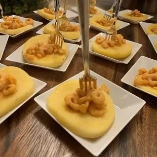 Calabrian shrimp over polenta