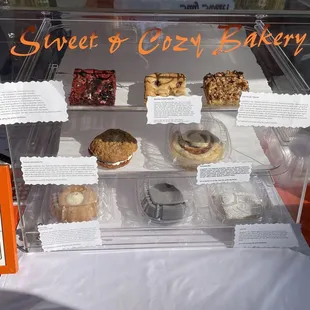 a display of baked goods