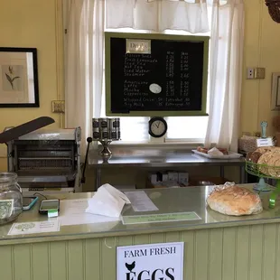 Front counter with their drink menu.