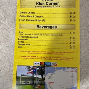 Back of menu