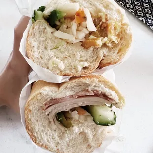 Top: Chicken sandwich, Bottom: Combination sandwich