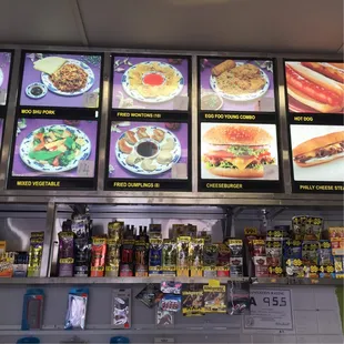the menus of a fast food restaurant