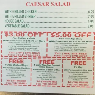 a menu for a restaurant