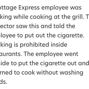 Excerpt from a news article about their most recent health score.