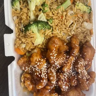 Lunch Sesame Chicken Combo Vegetable Fried Rice