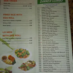 Dinner Menu and some sides