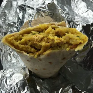 Exceptionally delicious Indian/Pakistani inspired breakfast burrito!