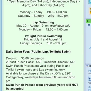 2016 Public Pool hours and rates... Tomorrow the girl and I head down for some water therapy
