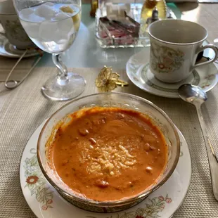 Red pepper and Gouda soup, excellent!