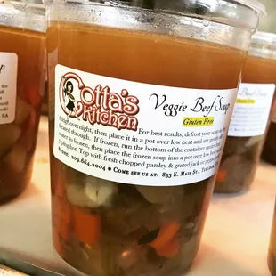 a jar of vegetable soup