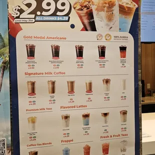 $4.29 drinks (except the $2.99 Americano) until 5/31/24