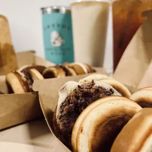 Red Bean pie (in the middle) and other assorted fillings