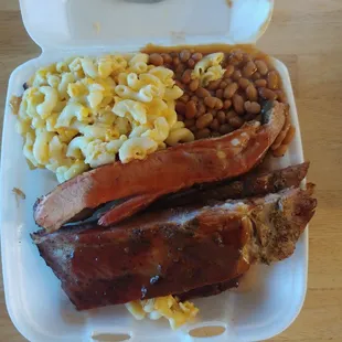 Ribs plus 2 sides combo. YUM!