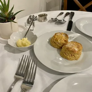 Complimentary sweet potato biscuits with honey butter