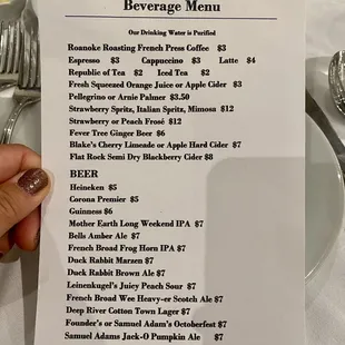 the menu