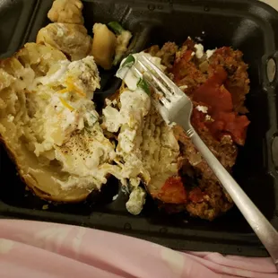 Meatloaf, baked potato.