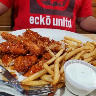 Texas size bbq tenders with fries