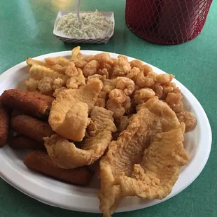 2 item platter of flounder and green shrimp