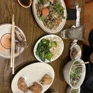Oxtail pho , wings, shrimp chow fun