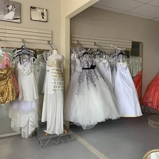 Handmade dresses on display