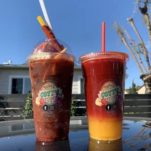 two drinks on a table