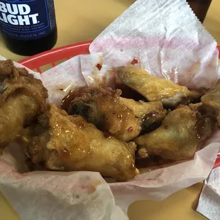 chicken wings in a basket