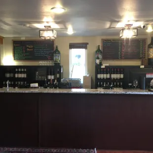 Granite bar top, huge selection of wines