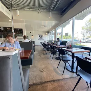 a woman sitting at a table