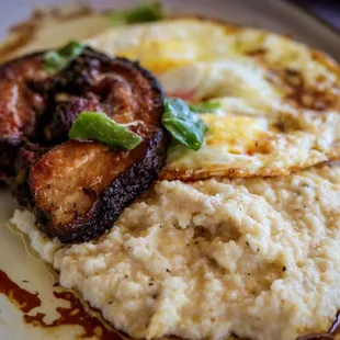 Brunch- porkbelly, grits, and fried egg