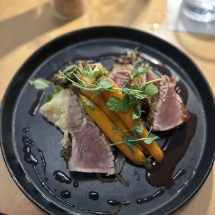 cast iron plancha seared yellowfin tuna au poivre*