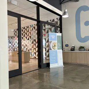 the entrance to the restaurant