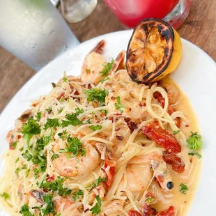 Shrimp scampi under snacks was a lot more than I expected and so delicious. This was my entree and my fav