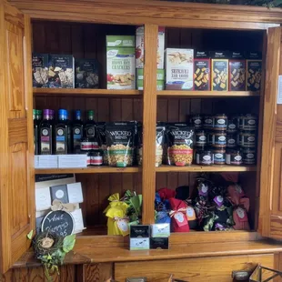 a display of food items