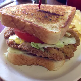 Hungry Man (country fried steak, bacon &amp; Swiss cheese on Texas Toast)