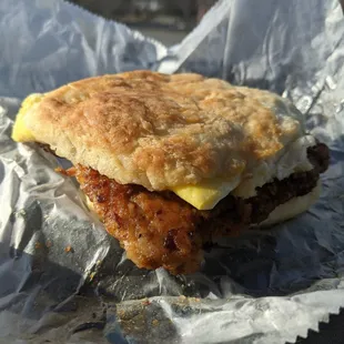 Tenderloin Biscuit add egg and cheese