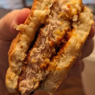 Look at the cross cut of this tenderloin biscuit! What a delicious CHONKER.