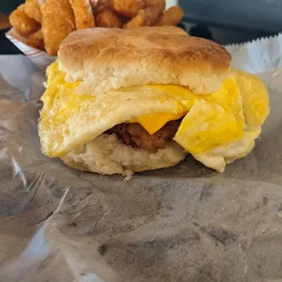 Tenderloin egg and cheese biscuit, highly recommend