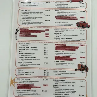 The lunch/dinner menu