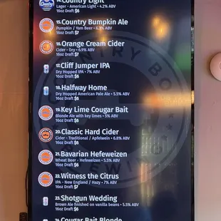 Beer Menu