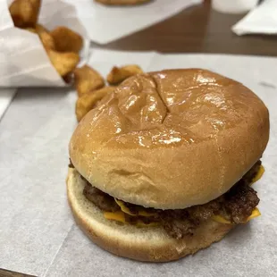 Double cheeseburger and fries