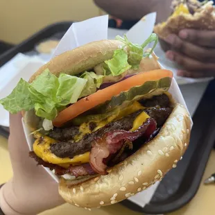 Double bacon egg burger