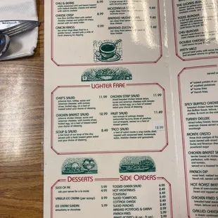 a menu for a restaurant